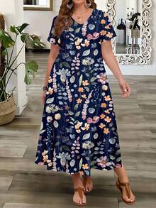 EMERY ROSE This Casual And Minimalist Bohemian-Style Floral Print Dress Is Perfect For The Holiday Season. It's Suitable For Plus Sizes, A Stylish Spring/Summer Dress, And A Must-Have For Spring Break. - Multicolor - View 5