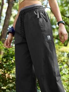 SHEIN In My Nature 女士抽绳腰带休闲百搭日常穿着及户外徒步裤 - 深灰色 - 查看 1