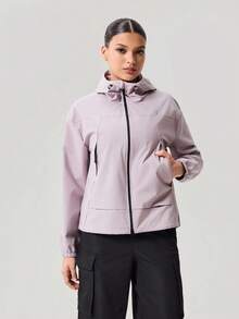 OutZeal Women Outdoor Jacket Hiking Camping Hood Secure Pocket Outdoor Tops - Purple - View 8