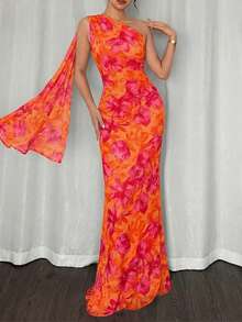 Firerie 女士优雅浪漫时尚通勤性感优雅不对称肩部修身长裙，适合派对、海滩度假、返校、浪漫约会、婚礼季、生日、复活节、春夏穿着 - 彩色 - 查看 8