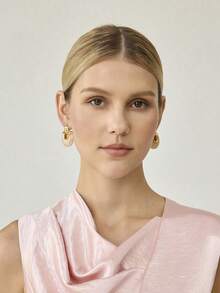 MOTF PREMIUM 18K GOLD-PLATED PINK RESIN NICHE PERSONALIZED RETRO EARRINGS, EARRINGS. - Pink - View 9