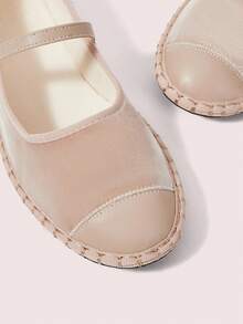 CUCCOO DOLLMOD 女士经典黑色花朵刺绣丝绒蝴蝶结平底玛丽珍鞋 - -30杏色 - 查看 5