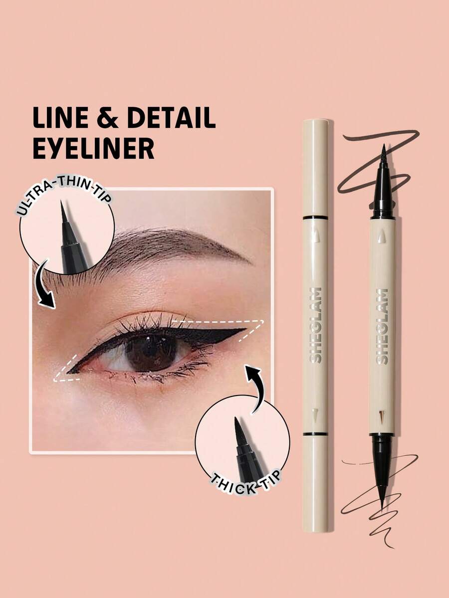 SHEGLAM LáPiz Delineador De Ojos LíQuido De Doble Punta, Resistente Al Agua, 2 En 1, Ultra, Resistente Al Sudor, FáCil De Usar, De PrecisióN, Ultra, Audaz, Oferta De , Delineador De Ojos GóTico Kohl Kajal Henna Marca Belleza Maquillaje Maquullaje CosméTica Para Mujeres NiñAs Perfecto Para Invierno Primavera Verano Ideal Para Y2K Elegante Moda Adecuado Para CumpleañOs DíA De La Madre Regalo Fiesta Listo Mejor Color - Multi-Tasker - Ver 1