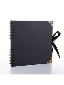 1 Pc Premium Kraft Paper Scrapbook Album - Self Adhesive Photo Book For Travel, Wedding And Family Keepsakes - black - View 1