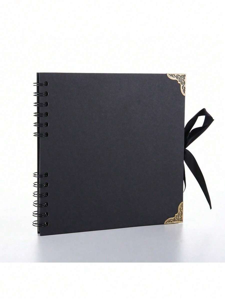 1 Pc Premium Kraft Paper Scrapbook Album - Self Adhesive Photo Book For Travel, Wedding And Family Keepsakes - black - View 1