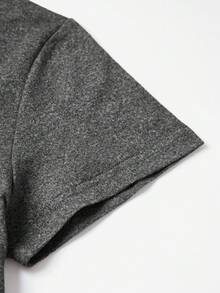 SHEIN Unity Áo thun nữ tay ngắn cổ tròn in hình chú gấu trúc ngộ nghĩnh uống cà phê đá, kiểu dáng thường ngày, thích hợp mặc mùa hè. - Màu xám đen - Xem 4