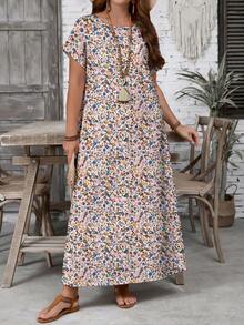 EMERY ROSE Đầm họa tiết hoa màu nước hồng tối giản, phong cách thường ngày, đa năng dành cho nữ, phù hợp cho mùa xuân/hè và thu, trang phục mùa thu cho nữ, đầm thường ngày cho nữ, đầm thanh lịch cho nữ, đầm hè cho nữ, đầm nghỉ dưỡng cho nữ, đầm hoa dại cho nữ, đầm thường ngày cho nữ, đầm mùa xuân cho nữ - Nhiều màu - Xem 4