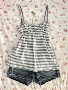 Glimmora Summer Casual Retro Y2K Striped Women Camisole - Multicolor - View 1