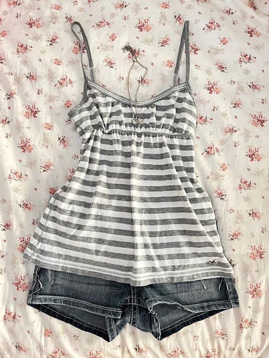 Glimmora Summer Casual Retro Y2K Striped Women Camisole - Multicolor - View 1