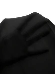MaterniChic Maternity Asymmetric Hem Casual Solid Color Elegant Blouse For Summer - Black - View 8