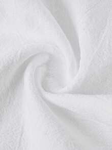 SHEIN 少女日常休闲基本款纯棉白裤，弹性腰带，阔腿裤，返校季棉质阔腿裤，亚麻阔腿裤，宽松夏季裤 - 白色 - 查看 5