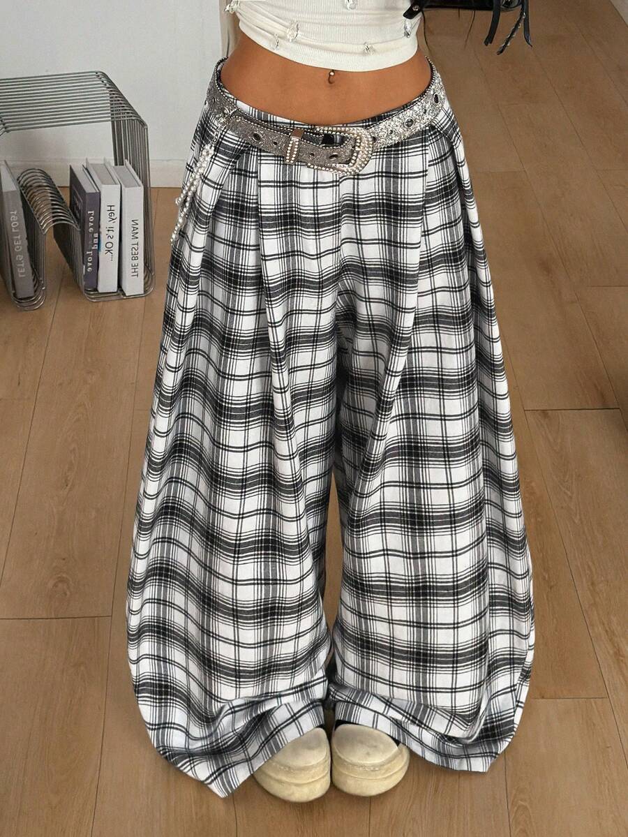 Coolane Pantalones holgados de estilo militar verde del ejército, de verano, vintage y casual para mujer - Blanco y Negro - Ver 1