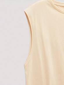 Open Phase 男士夏季休閒椰樹和字母印花背心 - 卡其色 - 查看 5