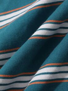 DAZY 男童条纹印花圆领休闲短袖T恤 夏季 - 藍色 - 查看 7