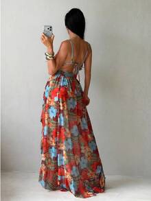 Swim SXY 夏季新款女士三件套随机海星金属装饰吊带三角比基尼泳裤+沙滩裙泳衣三件套女士度假套装沙滩派对套装女士沙滩装女士沙滩套装两件套女士夏季套装 - 彩色 - 查看 2