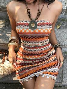 Sunnyshic Abito mini attillato sexy da donna per vacanze al mare - Multicolore - Visualizzare 1