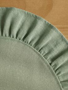1-Piece   Solid Color Linen Placemat In Plain White With Ruffle Edges, Stain-Resistant , Perfect For Decorating Your Dining Room And Table. Suitable For Family Gatherings, Daily Use, Banquets, Weddings, Holidays, And Parties. - Multicolor - View 9