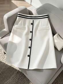 Selianne Women's Romantic Vacation A-Line Mini Skirt, Elegant Office/Business Attire For Summer, Suitable For Holiday, Beach, Party, Gathering - White - View 1