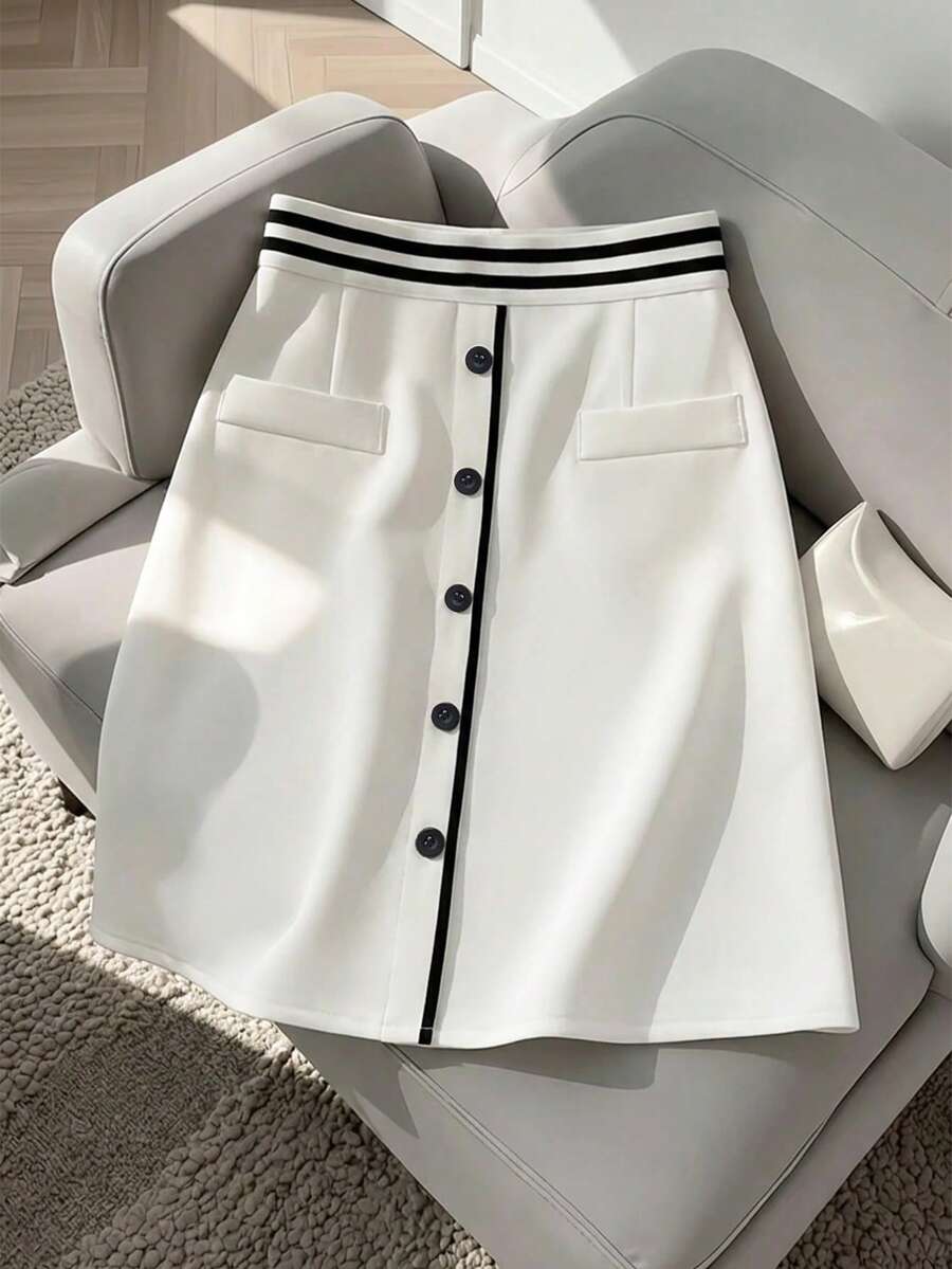 Selianne Women's Romantic Vacation A-Line Mini Skirt, Elegant Office/Business Attire For Summer, Suitable For Holiday, Beach, Party, Gathering - White - View 1
