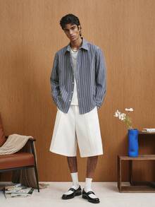 TOKVUE Men's Striped Long Sleeve Single-Breasted Casual Shirt - Blue - View 4