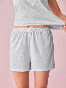 Bonmuse Lace Trimmed Camisole & Shorts Women's Pajama Set - Grey - View 9