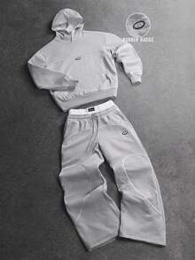 STYNVO Men's Minimalist Long Sleeve Hoodie And Pants Set Mens 2 Piece Set Grey Sweatsuit Man 2 Piece Set Gray Two Piece Set Men Mens Jogger Set - Grey - View 1