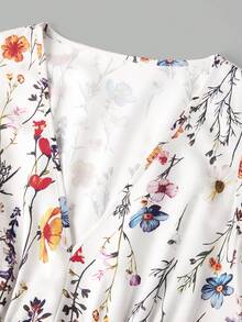 SHEIN Clasi 女士时尚V领全印花无袖多层连衣裙 - 彩色 - 查看 5