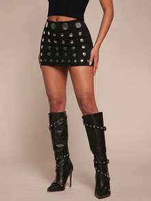 Radiana 女士性感休闲黑色亮片迷你紧身裙，适合休闲、日常穿着，百搭街头风 - 黑色 - 查看 8