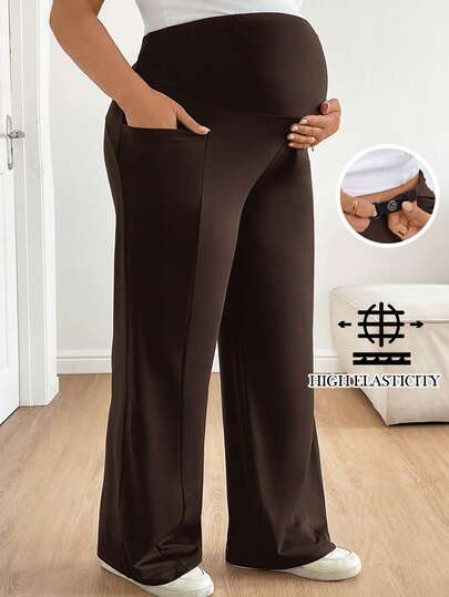 SHEIN Quần bầu cỡ lớn, màu trơn, cạp chun điều chỉnh được.