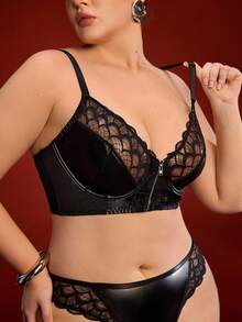 EmpressEnvy 1 chiếc áo ngực cỡ lớn màu đen gợi cảm với ren tương phản và đệm mút. - màu đen - Xem 1