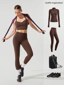 GLOWMODE Áo ngực thể thao FeatherFit™ See You Around kiểu yếm không lưng, hỗ trợ nhẹ, thích hợp cho yoga cường độ thấp. - màu nâu - Xem 6