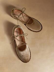 Rosivie Women's Casual Criss-Cross Strap Flat Shoes, Versatile - Khaki - View 1