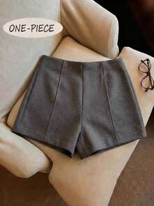 Franclia Shorts de mujer con cintura ajustada, abertura y versátiles - Gris - Ver 7