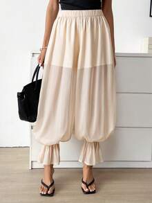 Easowa Apricot Lantern Pants, Romantic Lantern Trousers, Suitable For Romantic Dates, Vacations, Afternoon Tea, And Fashionable Commuting/Office Wear, Spring/Summer Harem Pants - Apricot - View 5