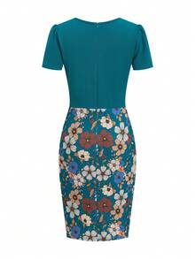 Ellevyn Women Floral Print Jacket Dress, 2 In 1 - Dark Green - View 2