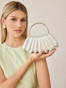 MOTF 时尚气质晚宴包，精致约会派对手提包 - 米色 - 查看 5