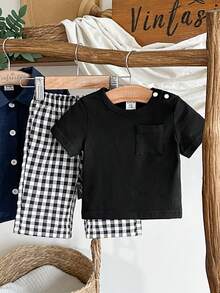 Vintaside Kids Bộ 2 món đồ sơ sinh kiểu dáng đồng quê giản dị, chất liệu cotton mềm mại, thoải mái, phù hợp cho mùa xuân, thu và đông, thiết kế thời trang unisex. - màu đen - Xem 4