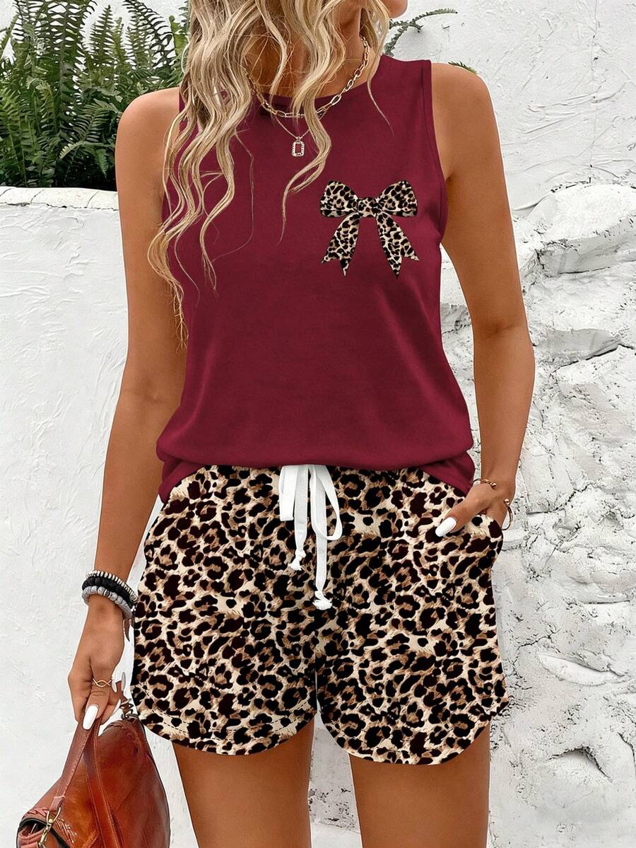 EMERY ROSE Bộ đồ nữ gồm áo tank top cổ tròn và quần short, thích hợp cho mùa hè. - Nhiều màu - Xem 1