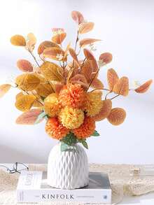 1pc Simulation Flower Pomander Bouquet In White And Blue For Home Table Decor Christmas For Holiday Gift Giving - Burnt Orange - View 7