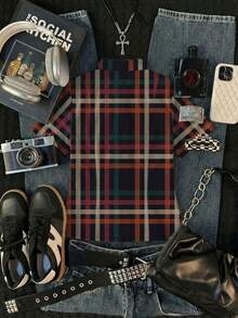 女士条纹短袖纽扣休闲衬衫 - 彩色 - 查看 2