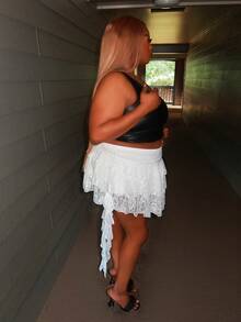 Enliva Váy ngắn ren trắng gợi cảm cỡ lớn đi nghỉ mát thường ngày có viền xếp nếp kèm quần short an toàn để ngăn váy bị hở, phù hợp cho mùa hè, lễ hội âm nhạc, mùa tựu trường - trắng - Xem 3