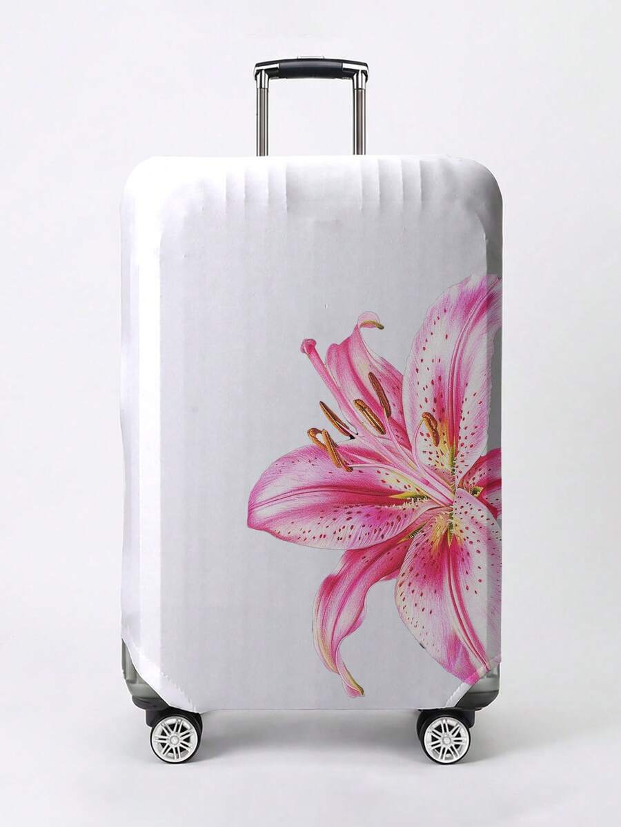 ROMWE Kawaii Vỏ bọc bảo vệ hành lý họa tiết hoa ly hồng, phù hợp với hành lý có kích thước từ 18-32 inch, bao tay cầm hành lý, phụ kiện du lịch. - Hoa huệ - Xem 1