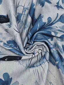 EMERY ROSE Women's Rabbit & Floral Easter Bunny Pattern Comfortable Soft Casual Round Neck Short Sleeve T-Shirt, Suitable For Daily & Holiday Wear - Light Grey - View 3