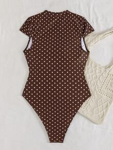 Swim SPRTY Áo tắm liền thân SPRTY mùa hè, họa tiết chấm bi, khóa kéo phía trước, dành cho nữ, thích hợp cho lướt sóng trên bãi biển. - Nhiều màu - Xem 2