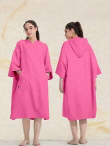 Hooded Surf Changing Robe, Wearable Beach Towel With Quick Dry Fleece, Sandproof Portable Poncho With Pocket For Swimming Pool, Unisex Outdoor Gear - Multicolor - View 18