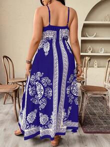 Weeklong Plus Size Colorblock Asymmetric Vacation Dress - Purple - View 2