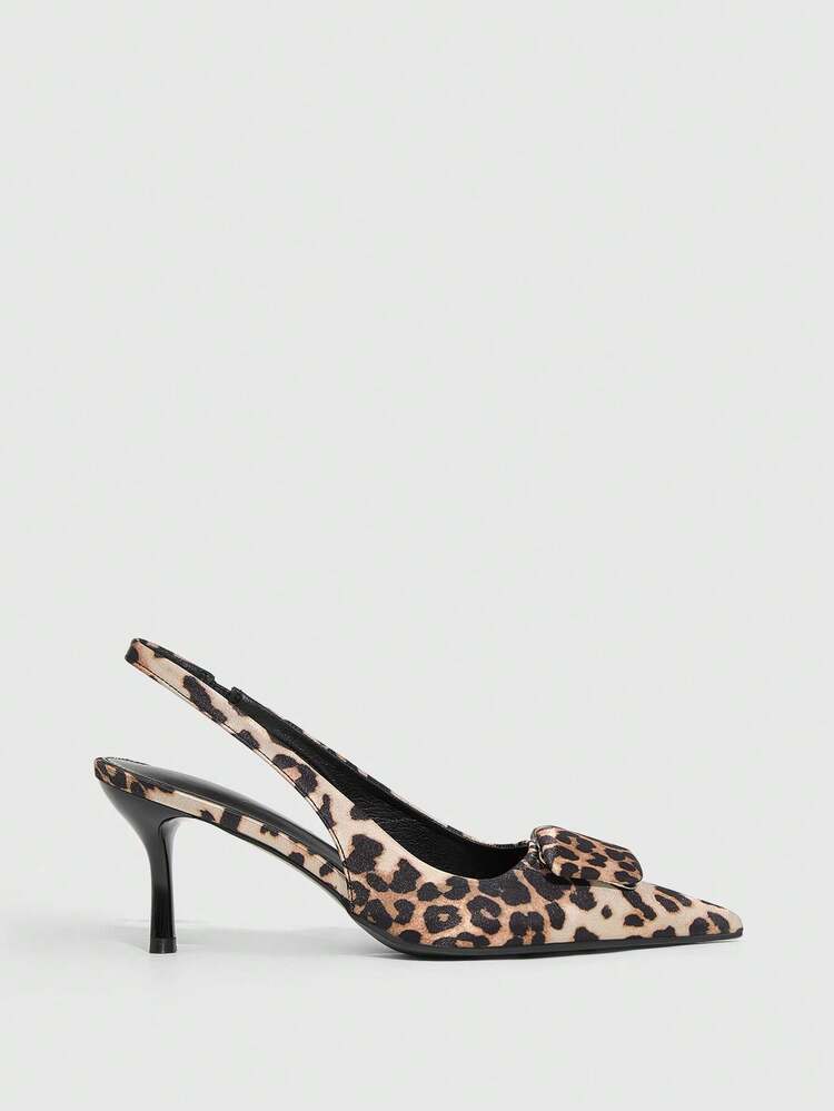CUCCOO SZL Leopard Print Pointed Back Space Stiletto High Heels, Wild And Fashionable Style, With Back Space Design And Metal Decoration Details, Suitable For Women Who Pursue Individuality, Suitable For Bars, Fashion Parties And Other Scenes That Show Unique Style.