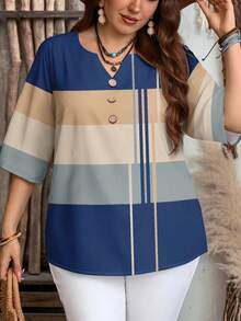 EMERY ROSE Women's Colorblock Minimalist Casual Short Sleeve Shirt - Multicolor - View 5
