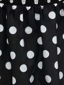 Franclia Vestido corto de verano para mujer con cuello cuadrado, mangas acampanadas y volantes en el bajo - Blanco y Negro - Ver 5