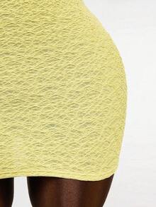 Mistrie Vestido curto feminino sexy de férias, cor sólida, decote em V profundo, costas nuas e alças no pescoço. - Luz amarela - Ver 6